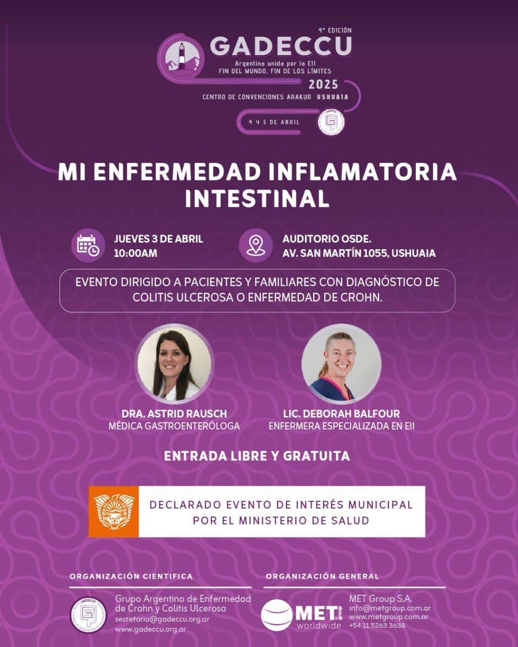 Se llevará adelante la charla «Mi Enfermedad Inflamatoria Intestinal»