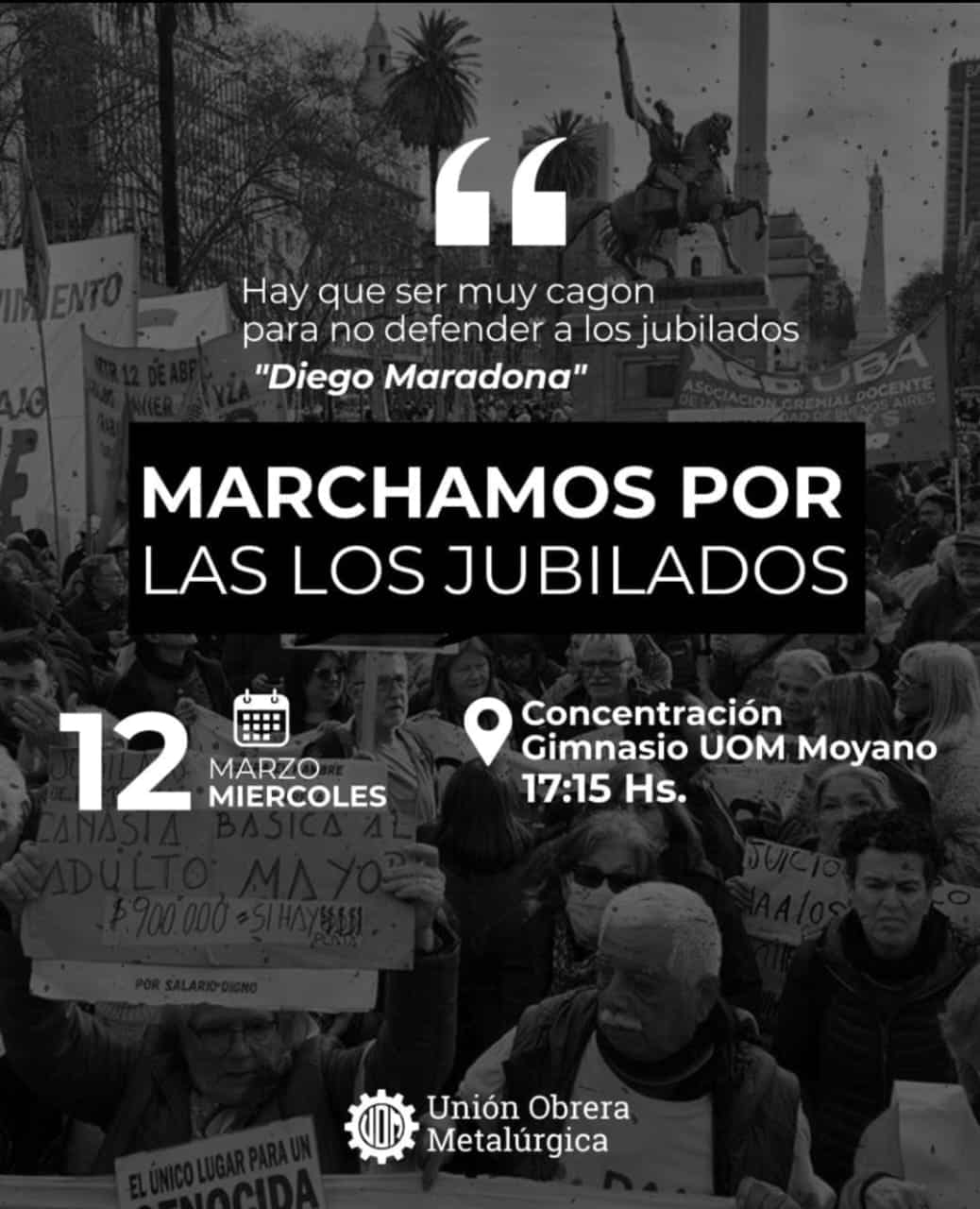 La UOM marchará por los jubilados